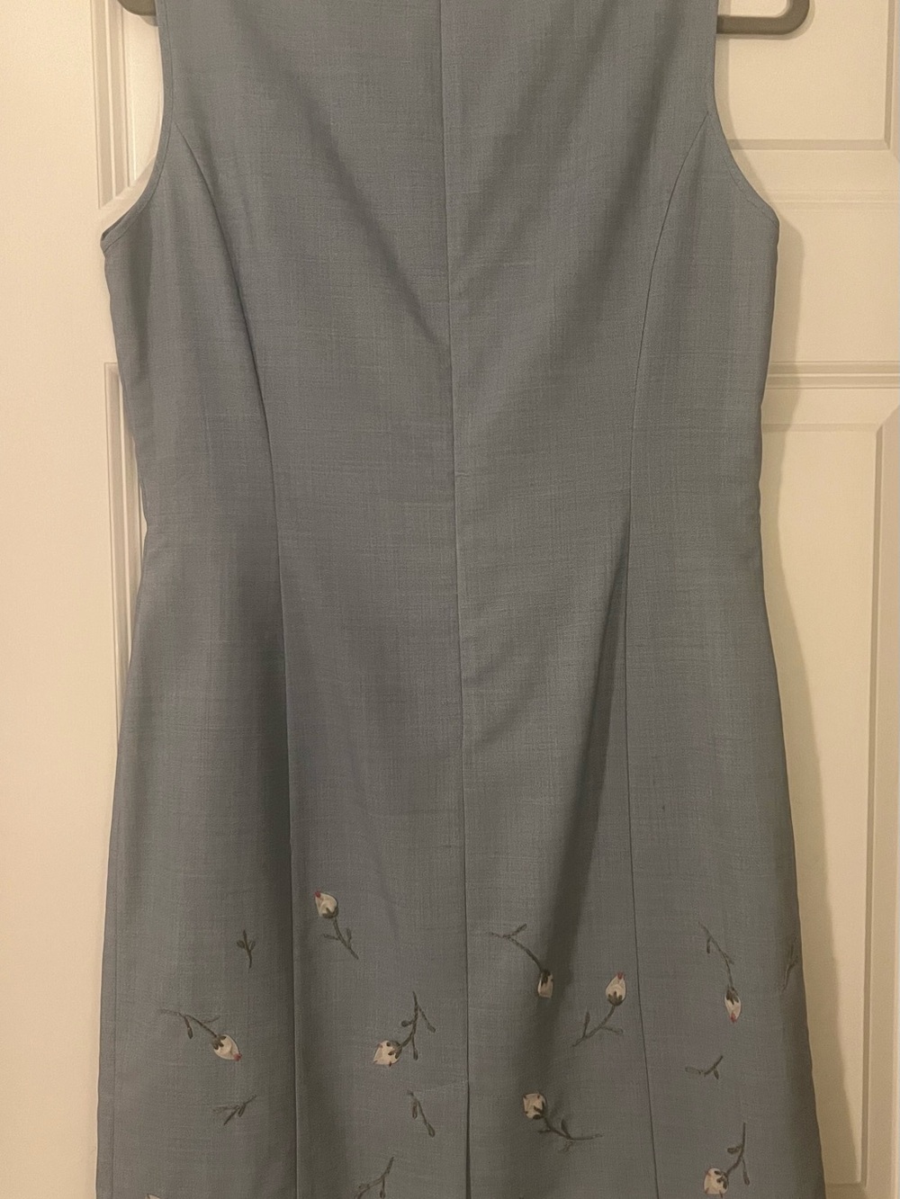 Laura Ashley Classic Sleeveless Light Blue Embroidered Floral Midi Dress - Picture 3 of 5